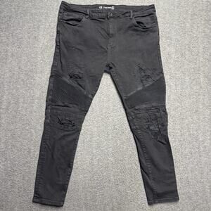 Crysp Demin Distressed Jeans Mens 40x29* Black Stretch